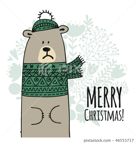 Christmas card with white santa bear 46553717