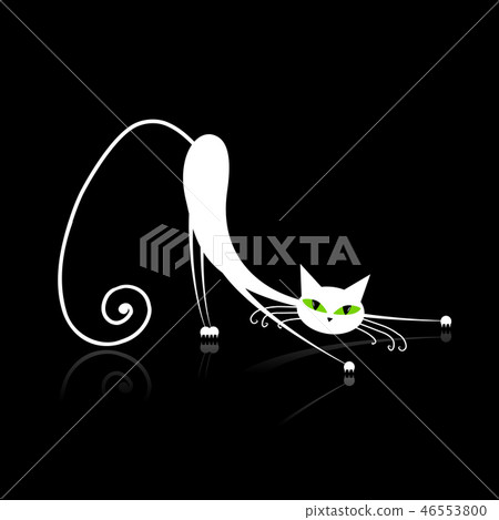Graceful white cat for your design Graceful white cat for your design 46553800