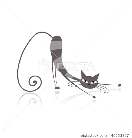 Graceful grey striped cat for your design Graceful grey striped cat for your design 46553807
