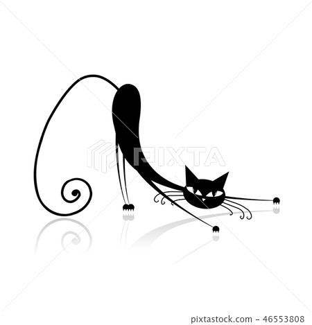 Graceful black cat silhouette for your design Graceful black cat silhouette for your design 46553808