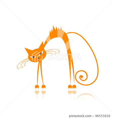 Angry orange striped cat for your design  46553810