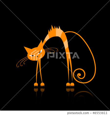 Angry orange striped cat for your design  46553811