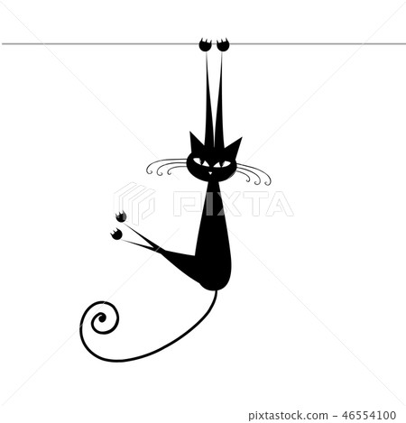 Funny cat silhouette black for your design Funny cat silhouette black for your design 46554100