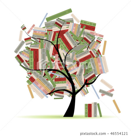 Books library on tree branches for your design 46554121