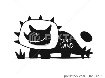 Funny dinosaur, black silhouette, childish style for your design Funny dinosaur, black silhouette, childish style for your design 46554215