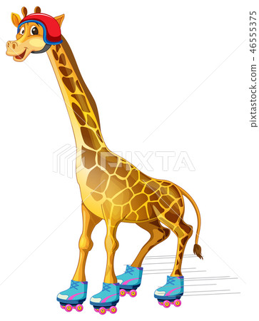 A giraffe ice skating - Stock Illustration [46555375] - PIXTA