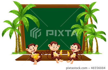 Three monkey on blackboard template Three monkey on blackboard template 46556084