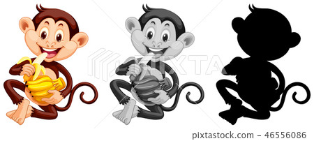 Set of monkey eating banana Set of monkey eating banana 46556086