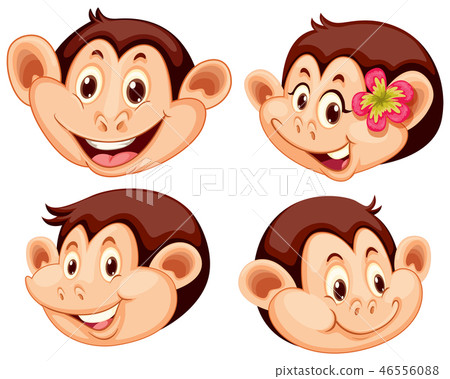 Set of monkey facial expression Set of monkey facial expression 46556088