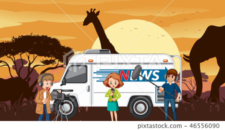Outside broadcasting in savanna desert Outside broadcasting in savanna desert 46556090