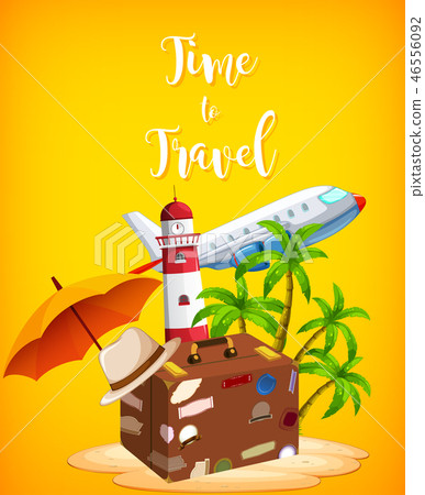 Travel element on yellow background Travel element on yellow background 46556092