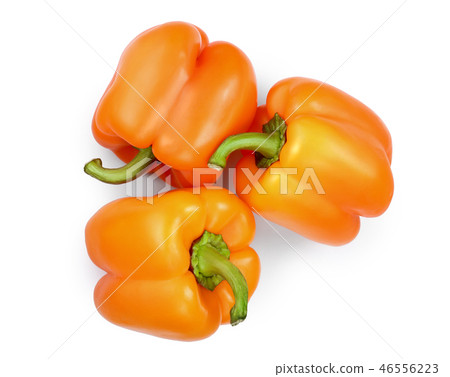 orange sweet bell pepper isolated on white background. Top view. Flat lay 46556223