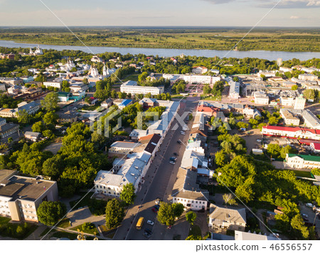 Panoramic aerial view of center of Murom city with water tower Panoramic aerial view of center of Murom city with water tower 46556557
