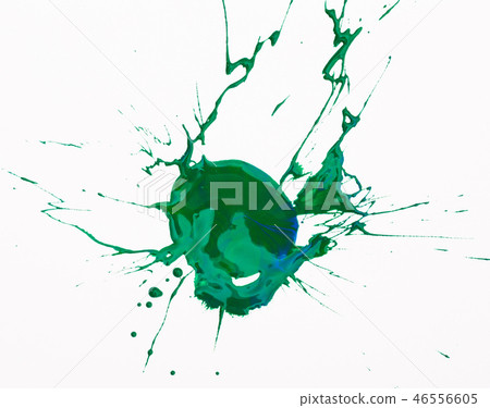 Green paint spot on paper, colorfull artistic image on white background Green paint spot on paper, colorfull artistic image on white background 46556605