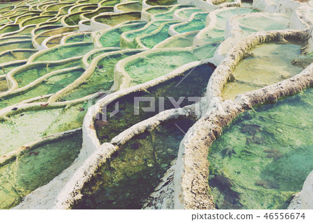 Travertine formations in Egerszalok spa resort Travertine formations in Egerszalok spa resort 46556674