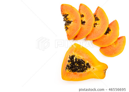ripe slice papaya isolated on a white background with copy space for your text. Top view. Flat lay 46556695