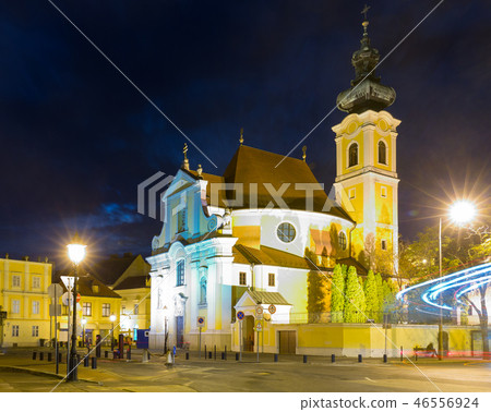 Image of night streets of Gyor in Hungary Image of night streets of Gyor in Hungary 46556924