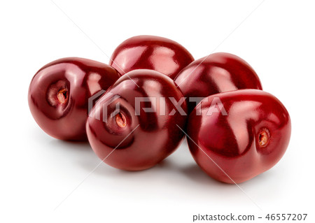 Sweet red cherries isolated on white background macro 46557207