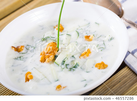 Cold vegetable soup Tarator Cold vegetable soup Tarator 46557286