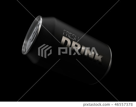 3D Rendering of Blank Aluminium Soft Drink Can On Black Background. 46557378