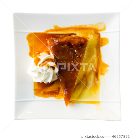 Apple pie with whipped cream 46557831