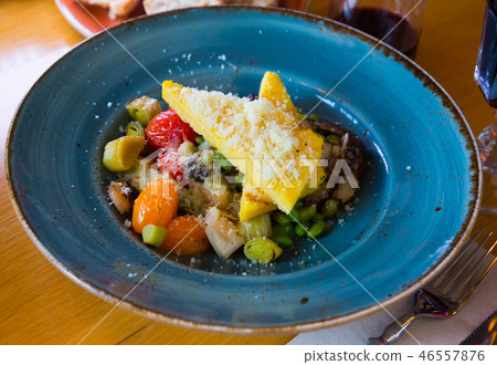 Delicious mushrooms served with baked vegetables Delicious mushrooms served with baked vegetables 46557876