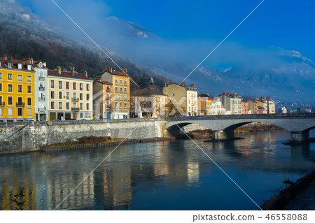 Right bank of Isere river in Grenoble, France 46558088