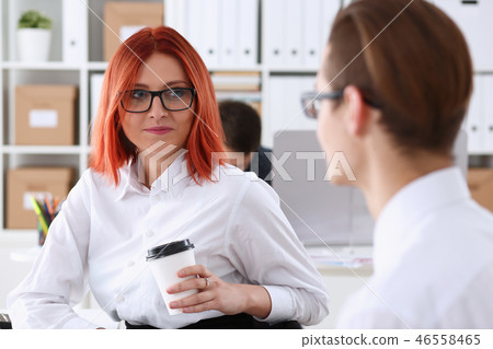 Group people sit in office deliberate on problem Group people sit in office deliberate on problem 46558465