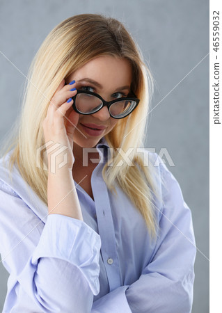 Portrait of a sexy woman in a man's shirt Portrait of a sexy woman in a man's shirt 46559032