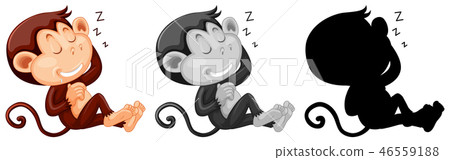 Set of monkey sleeping character Set of monkey sleeping character 46559188