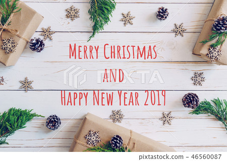 Homemade christmas gift box Happy New Year 2019 46560087