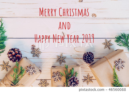 Homemade christmas gift box Happy New Year 2019 Homemade christmas gift box Happy New Year 2019 46560088