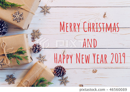 Homemade christmas gift box Happy New Year 2019 46560089