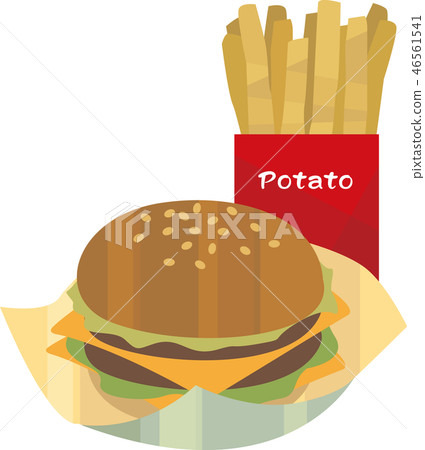 雙層芝士漢堡和土豆 46561541