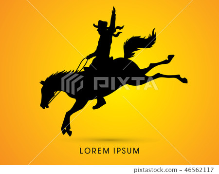 Cowboy on bucking horse graphic vector 46562117