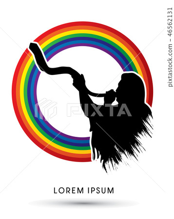 A Man Blowing the shofar graphic vector. A Man Blowing the shofar graphic vector. 46562131