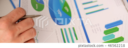 Male hand in suit hold siver pen in office 46562218