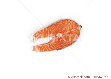 Slice of red fish salmon isolated on white background. Slice of red fish salmon isolated on white background. 46562935
