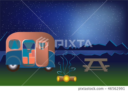 Cartoon outdoor camping illustration Cartoon outdoor camping illustration 46562991