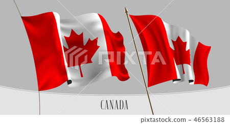 Set of Canada waving flag vector illustration - Stock Illustration ...