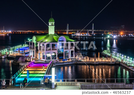 “神奈川縣”橫濱Minatomirai和普里碼頭的夜景 46563237