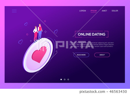 Online dating - modern isometric vector web banner 46563430