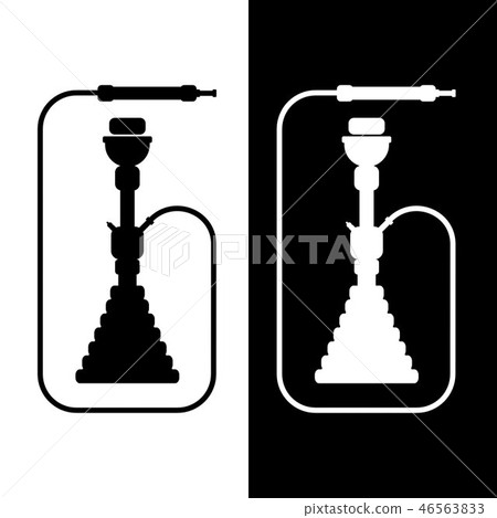 White and black silhouette hookah 46563833