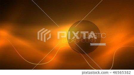 Abstract shiny glowinng color wave design element on dark background - science or technology concept Abstract shiny glowinng color wave design element on dark background - science or technology concept 46565382