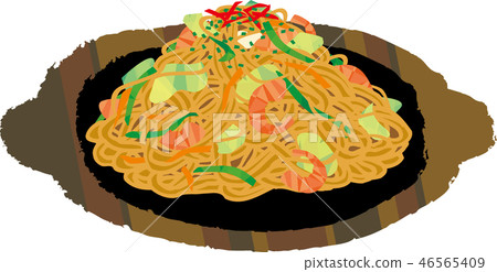 Shrimp fried soba 46565409