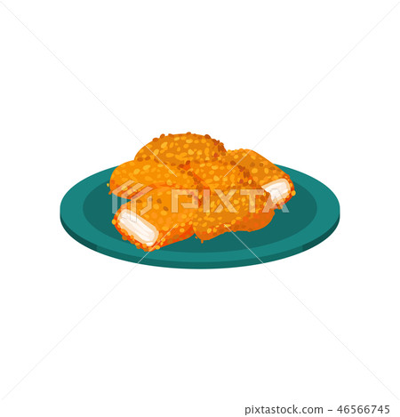 Breaded chicken nuggets served on a plate, tasty poultry dish vector Illustration on a white 46566745