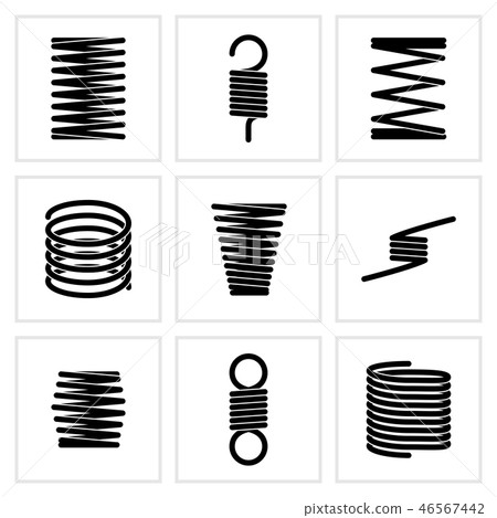 Steel wire flexible spiral coils spring vector icons 46567442