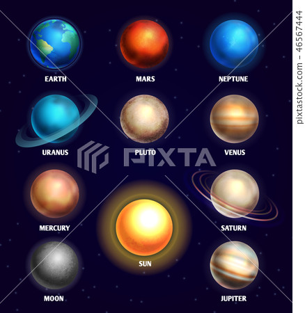 Planets of solar system and sun education vector illustration Planets of solar system and sun education vector illustration 46567444