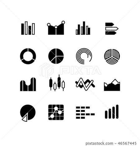 Graphic, graph, stats data bar, infographic charts, analyze diagram vector icons Graphic, graph, stats data bar, infographic charts, analyze diagram vector icons 46567445