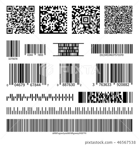 Business barcodes and QR codes vector set Business barcodes and QR codes vector set 46567538